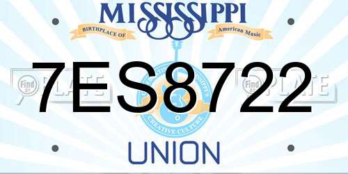 7ES8722 Mississippi License Plate