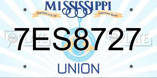 7ES8727 Mississippi License Plate