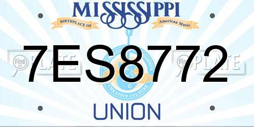 7ES8772 Mississippi License Plate