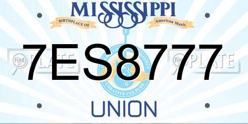 7ES8777 Mississippi License Plate