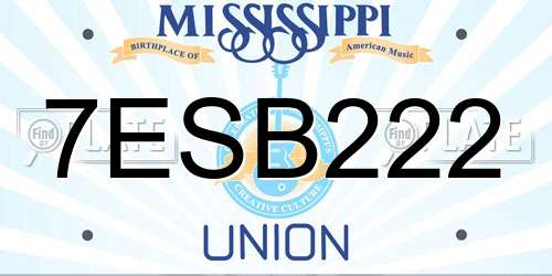 7ESB222 Mississippi License Plate