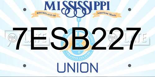 7ESB227 Mississippi License Plate