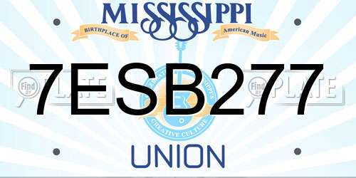 7ESB277 Mississippi License Plate