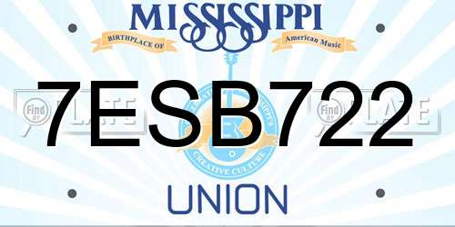 7ESB722 Mississippi License Plate