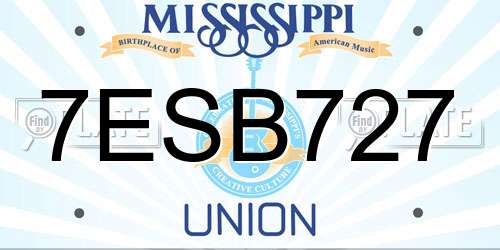 7ESB727 Mississippi License Plate
