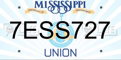 7ESS727 Mississippi License Plate