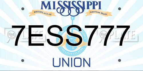 7ESS777 Mississippi License Plate
