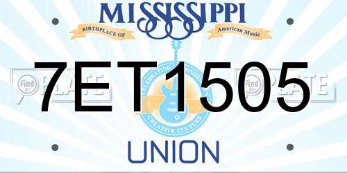 7ET1505 Mississippi License Plate