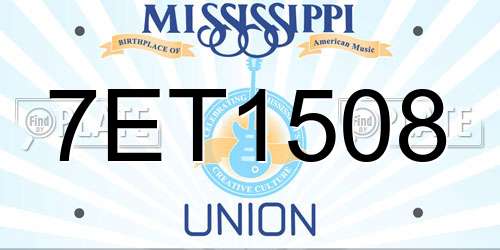 7ET1508 Mississippi License Plate