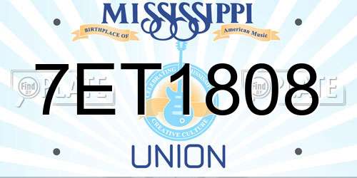 7ET1808 Mississippi License Plate