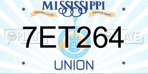 7ET264 Mississippi License Plate