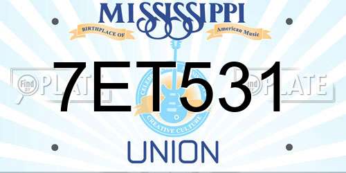 7ET531 Mississippi License Plate
