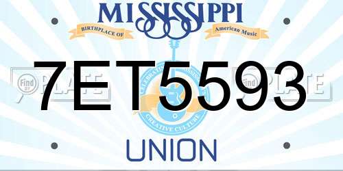 7ET5593 Mississippi License Plate