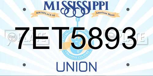 7ET5893 Mississippi License Plate