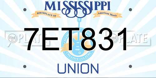 7ET831 Mississippi License Plate