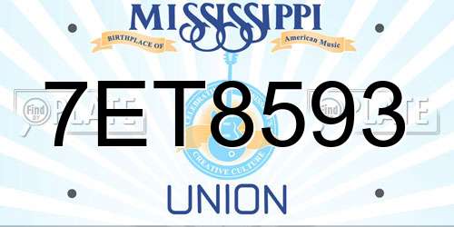 7ET8593 Mississippi License Plate