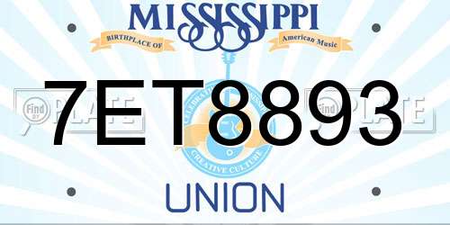 7ET8893 Mississippi License Plate