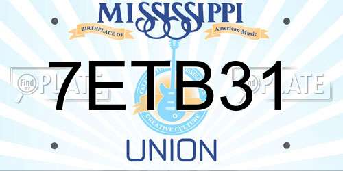 7ETB31 Mississippi License Plate