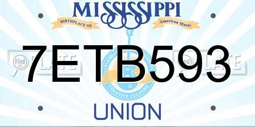 7ETB593 Mississippi License Plate