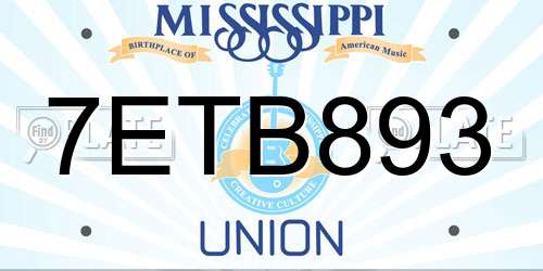 7ETB893 Mississippi License Plate