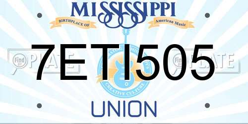7ETI505 Mississippi License Plate