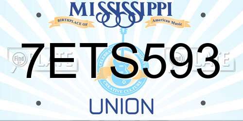 7ETS593 Mississippi License Plate