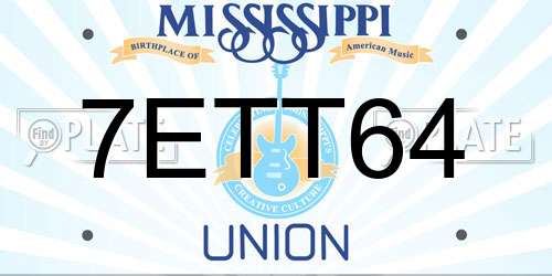 7ETT64 Mississippi License Plate