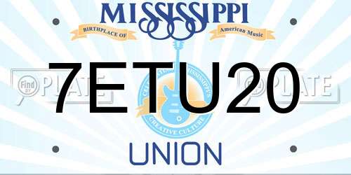 7ETU20 Mississippi License Plate