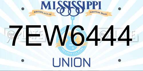 7EW6444 Mississippi License Plate