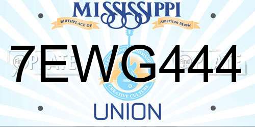 7EWG444 Mississippi License Plate