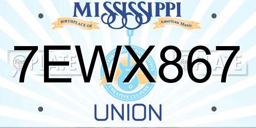 7EWX867 Mississippi License Plate