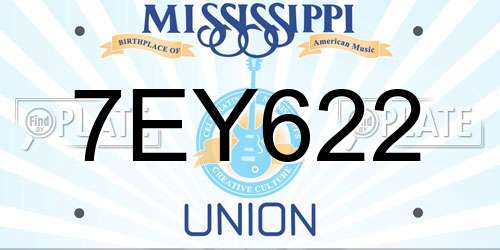 7EY622 Mississippi License Plate