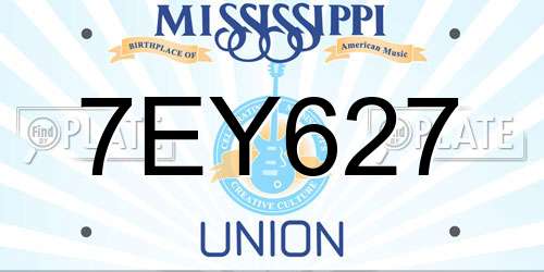7EY627 Mississippi License Plate