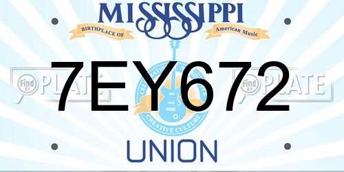 7EY672 Mississippi License Plate