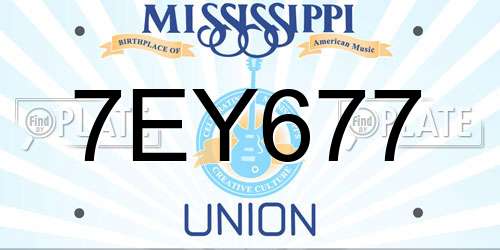 7EY677 Mississippi License Plate