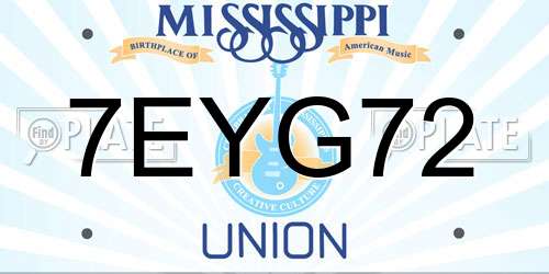 7EYG72 Mississippi License Plate