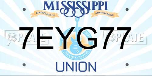 7EYG77 Mississippi License Plate