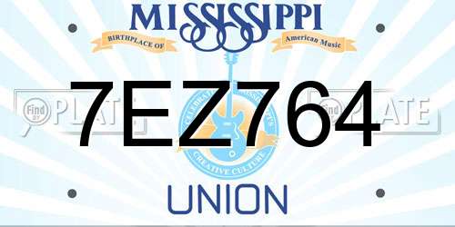 7EZ764 Mississippi License Plate