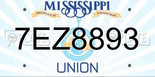 7EZ8893 Mississippi License Plate