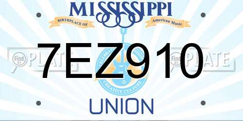 7EZ910 Mississippi License Plate