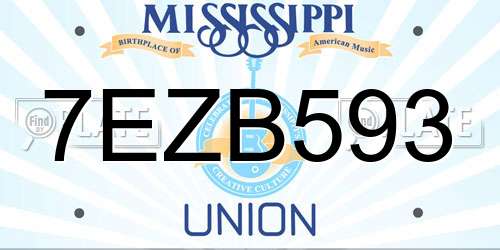 7EZB593 Mississippi License Plate