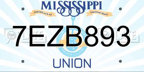 7EZB893 Mississippi License Plate