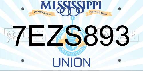 7EZS893 Mississippi License Plate