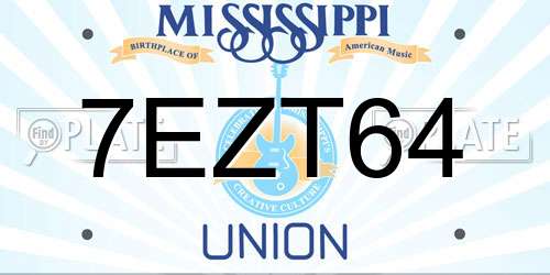 7EZT64 Mississippi License Plate