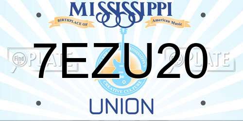 7EZU20 Mississippi License Plate