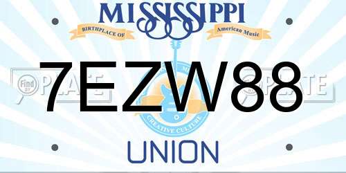 7EZW88 Mississippi License Plate