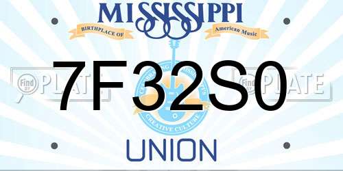 7F32S0 Mississippi License Plate