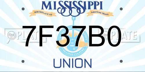 7F37B0 Mississippi License Plate