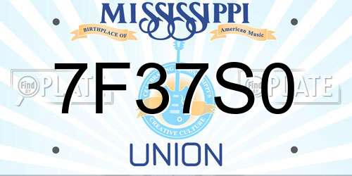 7F37S0 Mississippi License Plate