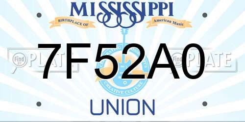 7F52A0 Mississippi License Plate